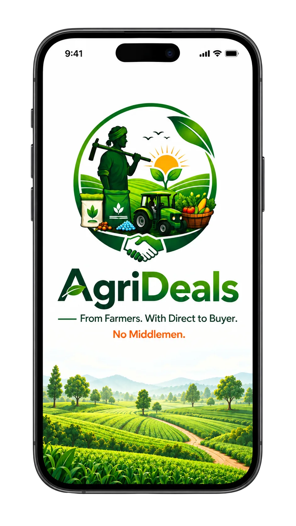 The Agri Deals app opening screen